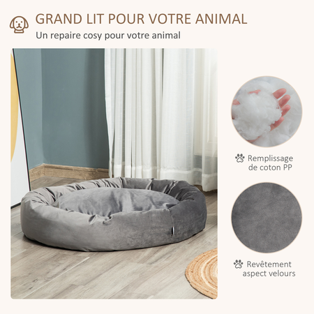 Lit pour chien chat orthopédique housse lavable amovible gris