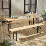 Table de jardin pliable bois de sapin 2 bancs pliables 6 places