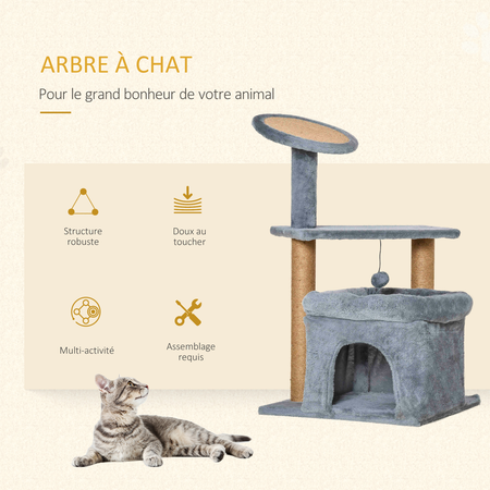 Arbre à chat griffoirs grattoir jute naturelle gris