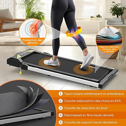 Tapis de Course 4 en 1 FreepiFitness – Tapis de Marche Pliable avec Inclinaison, Vitesse 12 km/h, pour Sport à Domicile