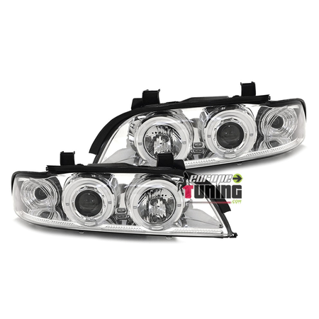 PHARES FEUX AVANTS ANNEAUX LEDS ANGEL EYES CHROME BMW SERIE 5 E39 PHASE 1 (11620)