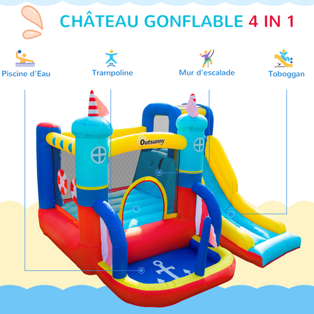 Château gonflable enfant - gonfleur, sac de transport - polyester multicolore