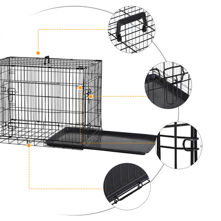 Cage caisse de transport pliante pour chien en métal noir 91 x 61 x 67 cm - Pawhut