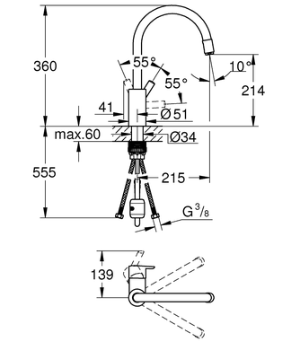 Mitigeur d'évier FEEL monocommande - GROHE - 32671002