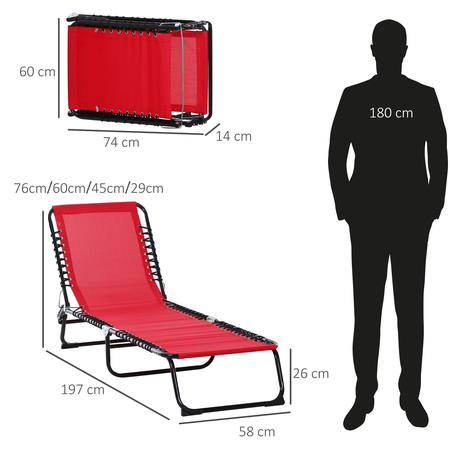 Transat pliable dossier inclinable réglable acier textilène