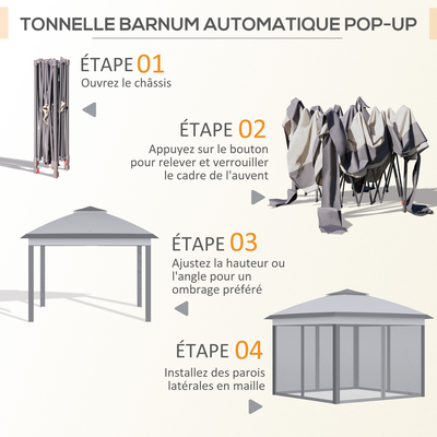 Tonnelle barnum de jardin Pop-up tente pliant 3,3L x 3,3l x 2,88H m