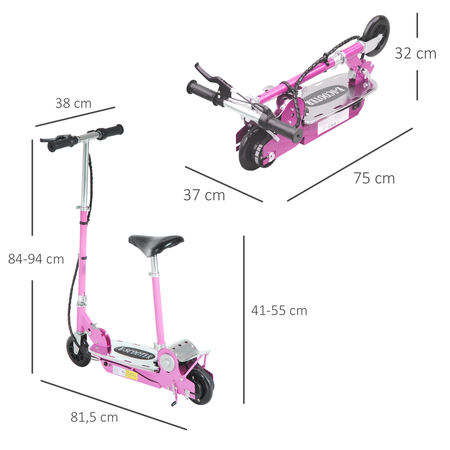 Trottinette électrique avec selle pour enfants