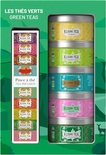 Kusmi Tea - Coffret Les Verts + Pince à Thé - Assortiment de Thés Verts Bio - Parfums floraux, Gourmands et Rafraîchissants - 5 boîtes de 25g