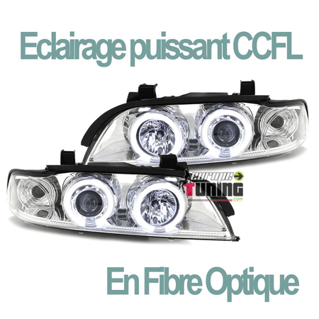 PHARES FEUX CHROME ANGEL EYES ANNEAUX LED CCFL BMW SERIE 5 E39 PHASE 1 (00503)