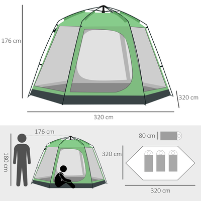 Tente de camping pop-up 6 personnes fibre verre polyester