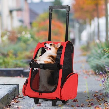 Sac à dos trolley transport animaux rouge