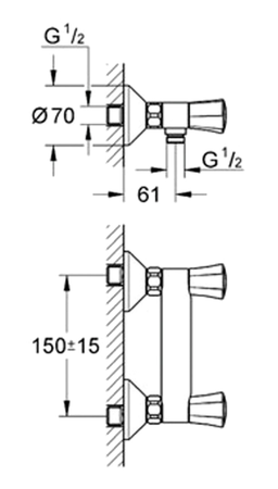 Mélangeur de douche COSTA L entraxe 150 mm bicommande - GROHE - 26330-001