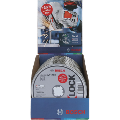 Boîte de 10 disques à tronçonner X-LOCK Standard pour Inox 125 x 16 mm T41 - BOSCH - 2608619364