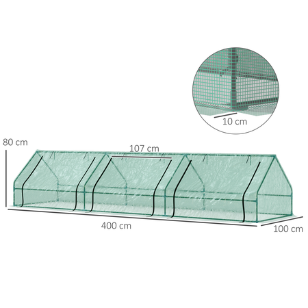 Serre de jardin 400L x 100l x 80H cm