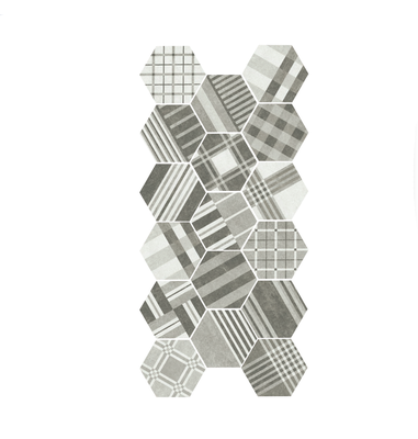HEXATILE CEMENT - GEO GREY - Carrelage 17,5x20 cm patchwork hexagonal géométrique gris