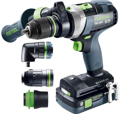 Perceuse-visseuse à percussion 18V QUADRIVE TPC 18/4 5,0/4,0 I-Set/XL + 1 batterie 4Ah + 1 batterie 5Ah + chargeur + Systainer SYS3 - FESTOOL - 577622