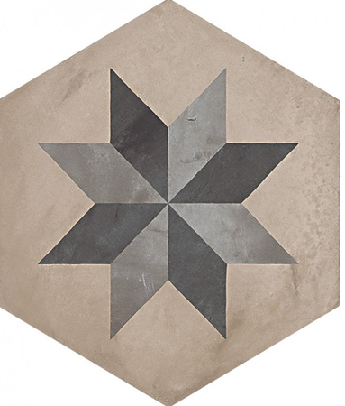 TERRA STELLA HEXAGONAL - 25x21,6 cm - GRIS - Carrelage hexagonal motif étoile