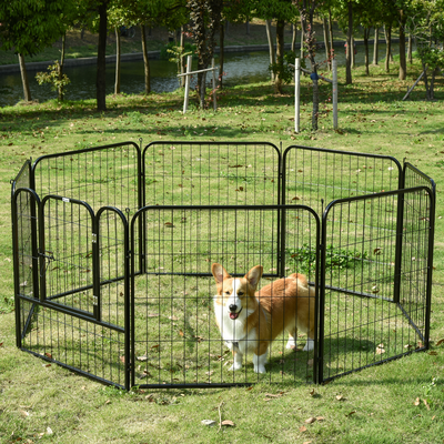 Luxe parc enclos modulable pour chien acier époxy noir