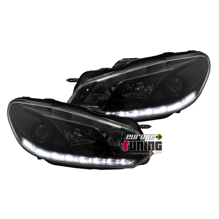 PHARES FEUX AVANTS DE JOUR DIURNES DRL NOIRS R87 VW VOLKSWAGEN GOLF 6  (00476)