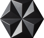 ORIGAMI 1 NERO- 26,6x23 CM - Faïence 3D hexagonale uni noir mate