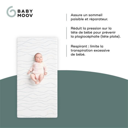 BABYMOOV Matelas Cosy'Lite Ergonomique, anti-tete plate, respirant, 70x140 cm