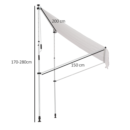 Store banne manuel rétractable 2L x 1,5l x 1,7-2,8H m