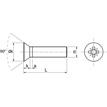 Vis à métaux tête fraisée cruciforme pozidrive inox A2 DIN 965 5X16 boîte de 200 - ACTON - 622145X16