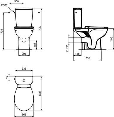 Pack WC sans bride ULYSSE sortie horizontale blanc - PORCHER - P014701