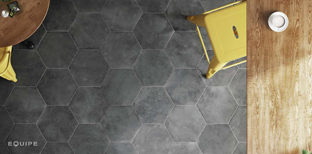 URBAN HEXA DARK - Carrelage 29,2 x 25,4 cm Hexagonal aspect Béton Noir