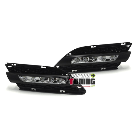 FEUX DE JOUR DRL NOIRS POUR PARE-CHOCS BMW SERIE 3 E90 E91 LCI PHASES 2 08-12 (00380)