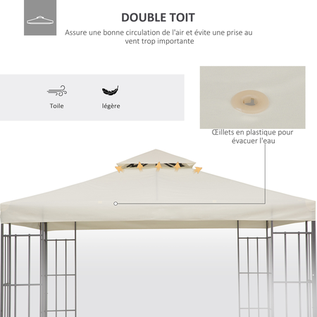 Toile pour tonnelle 3 x 3 m crème