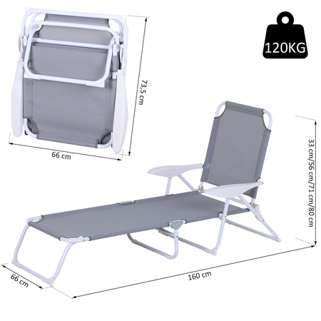 Transat pliable inclinable 4 positions métal époxy textilène