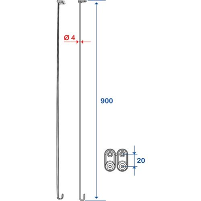 Tendeur plafond laiton nickelé chromé pour porte-rideau L800 - PELLET - 004202