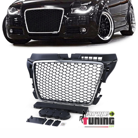 CALANDRE NOIRE CHROMEE SPORT LOOK RS3 AUDI A3 8P2 2008-2012 (03666)