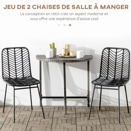 Lot de 2 chaises de jardin style colonial résine aspect rotin