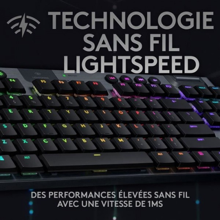 Clavier gaming mécanique Logitech G915 TKL LIGHTSPEED RVB sans fil, sans pavé numérique - GL Clicky