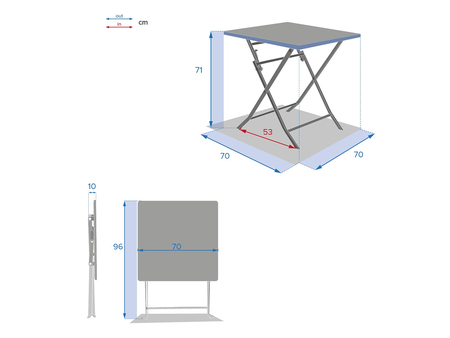 Table de jardin carrée Greensboro 70 x 70 cm Groseille - Hespéride