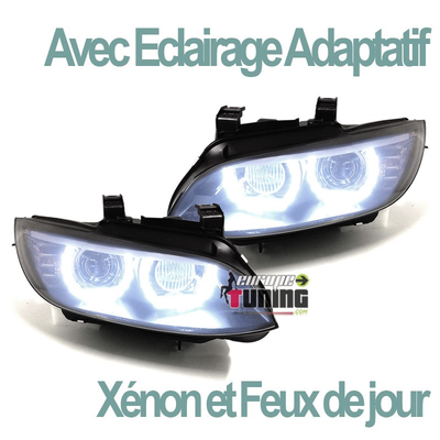PHARES FEUX CELIS NOIRS LEDS EN U AVEC FEUX DE VIRAGES BMW SERIE 3 E92 & E93 COUPE CABRIOLET (04763)