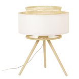 Lampe de bureau DKD Home Decor Marron Polyester Blanc Bambou (36 x 36 x 48 cm)