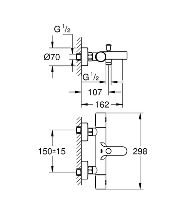 Mitigeur bain-douche thermostatique mural GROTHERM 800 COSMOPOLITAN - GROHE - 34772-000