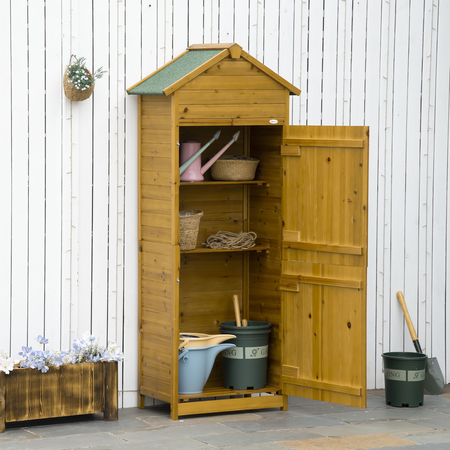 Armoire de jardin 2 portes 2 étagères toit bitumé sapin autoclave