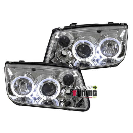 PHARES FEUX AVANTS CHROME ANNEAUX ANGEL EYES VOLKSWAGEN VW BORA (11307)