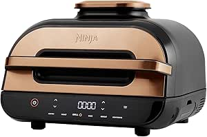 Ninja Foodi MAX Health Grill & Air Fryer, 6-en-1, Griller, Frire, Cuire, Rôtir et plus, 3,8L, Pièces Lavables au lave-vaisselle, Cuivre/Noir, Exclusivité Amazon AG551EUCP