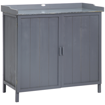 Armoire de jardin table de rempottage 2 en 1 bois gris