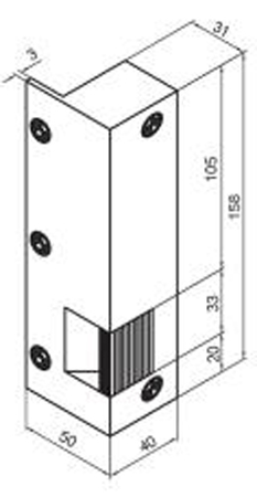 Gâche n° 8 droite tirant électro inversé 12VCC - BEUGNOT - BE11311600