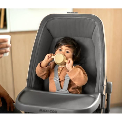 Rehausseur MAXI COSI Kit repas pour transat Alba, chaise haute bébé avec tablette + housse de protection Beyond Graphite, de 6 mois a 3 a