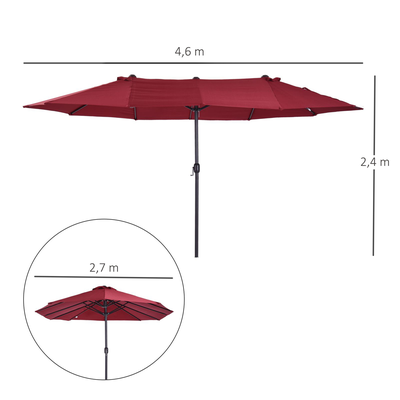 Grand parasol droit de jardin acier polyester
