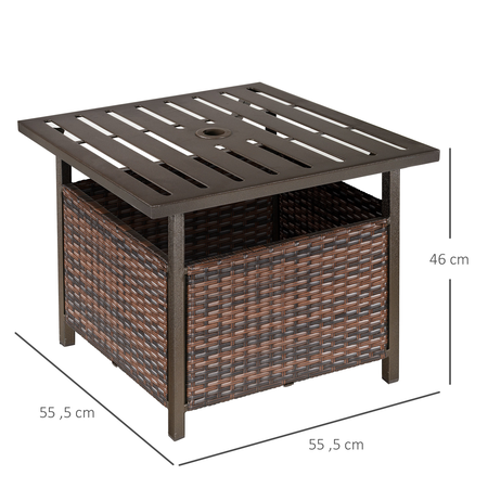 Table basse pied de parasol 2 en 1 résine métal époxy chocolat