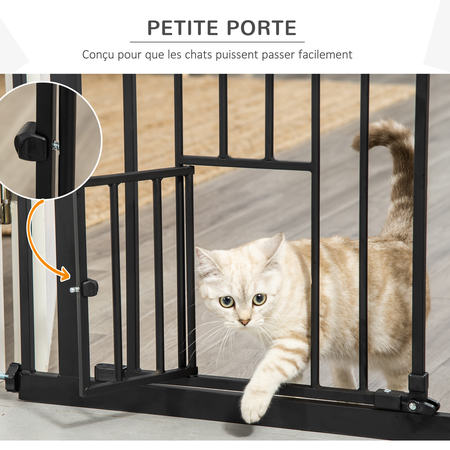 Barrière de sécurité animaux réglable 2 portes acier