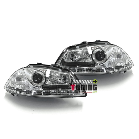 PHARES CHROME BANDES LED FEUX DEVIL EYES SEAT IBIZA 6L 2002-2008 (x13801)